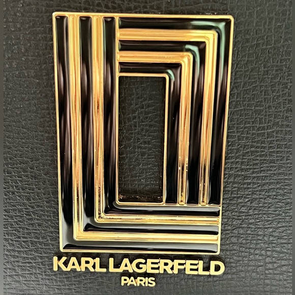 NWT KARL LAGERFELD PARIS Black Simone Flap Crossbody Purse w/ Dust Bag - Picture 11 of 15